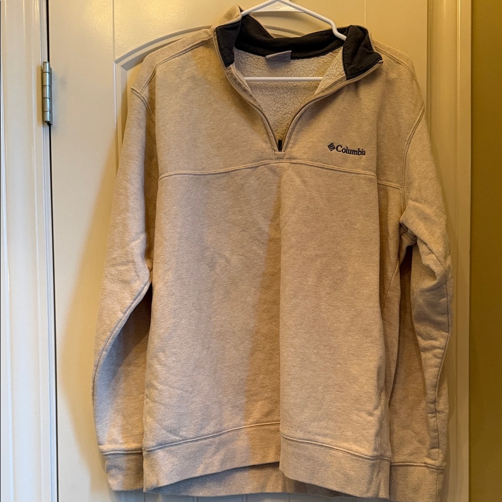 Columbia Men’s Beige Tan Quarter-Zip Fleece Pullover